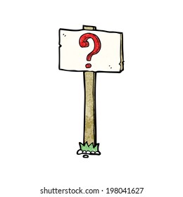 cartoon signpost with question mark