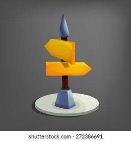 Cartoon signpost. Vector illustration.