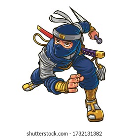 Cartoon Silent Ninja Mascot Logo
