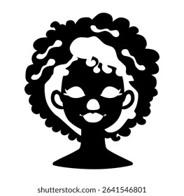Cartoon Silhouette Afro Woman Hair With Beautiful Face Icon Digital Source 