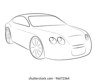 Cartoon silhouette of a black car on a white background, vector