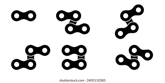 Cartoon silhouette of the chain for bike or bicycle. Cycling line pattern. Motorcycle chain links symbol. Bicycle chains icon. Chain machine sign. Gear machine.