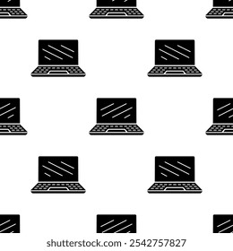 Cartoon silhouette computer laptop seamless pattern.	
