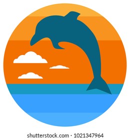 cartoon silhouette dolphin jumping out 260nw 1021347964