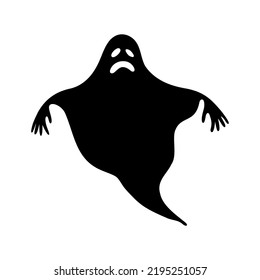 Silueta de caricatura de un fantasma. Ilustración vectorial de Halloween, elemento de diseño.