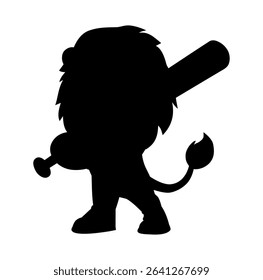 Cartoon Silhouette Lion Baseball Icon Digital Source 