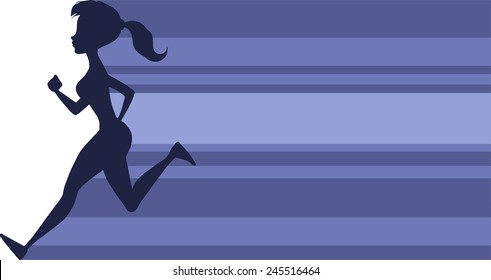 cartoon silhouette of running girl