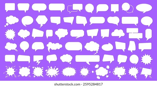 Cartoon silhouette of speech bubble, comic message box or quote paper frame, text or chat balloon icon, retro cloud information sticker and dialogue communication idea symbol for social media business