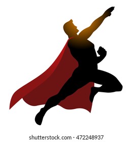 Cartoon Silhouette Of A Superhero Flying