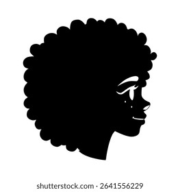 Cartoon Silhouette Woman With Afro Hair With Anxiety And Loneliness Icon Digital Source 