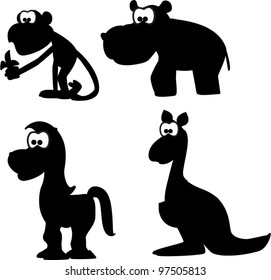 Cartoon silhouettes of animals