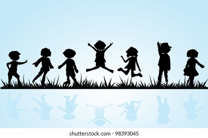 cartoon silhouettes children for children activity, fun and play