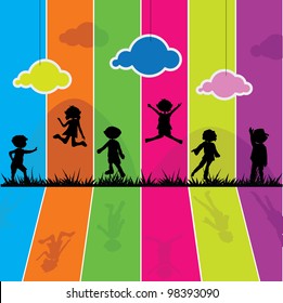 cartoon silhouettes children for children activity, fun and play