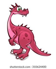 Cartoon silly dinosaur on the white background.