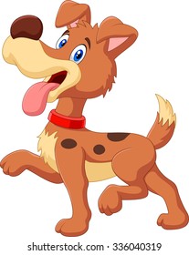 Cartoon silly face dog isolated on white background