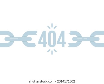 cartoon simple broken chain like 404 error. flat style trend modern graphic banner design element isolated on white background. concept of temporary communication problems and online compound