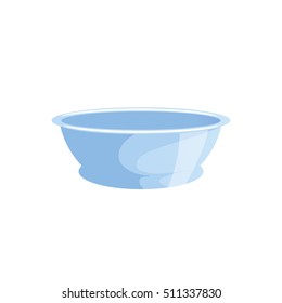 Cartoon simple colors bath washbowl. Cleaning service and hygiene vector icon. Blue basin flat illustration.