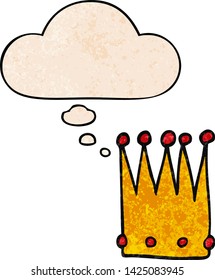 caricatura simple corona con burbuja de pensamiento al estilo de textura gruesa