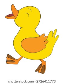 Desenho animado pato simples filhote no fundo branco