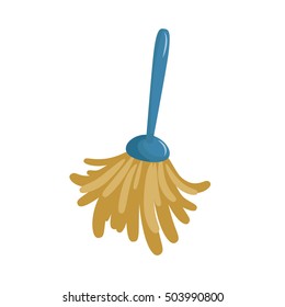 Cartoon simple feather duster icon. Cleaning brush icon isolated on white background. Vector illustration.