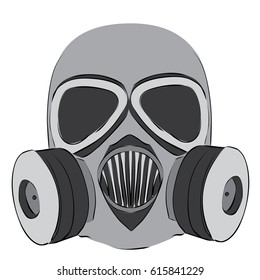 Cartoon simple gas mask, respirator protective design illustration.