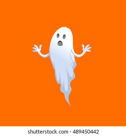 Cartoon simple gradient ghost trendy design. Halloween vector flat icon.