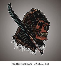 Cartoon Simple Grim Reaper Vector Illustration