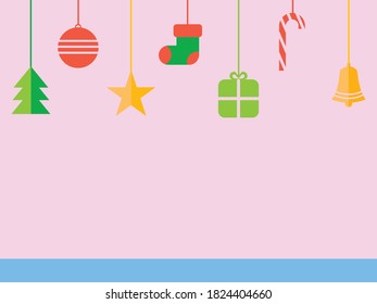 Cartoon simple holly decorative red and green ornaments greeting card design