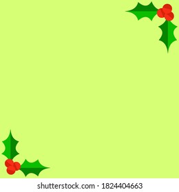 Cartoon simple holly decorative red and green ornaments greeting card design.