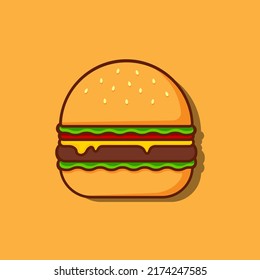 Cartoon simple image of a burger. Vector illustration.