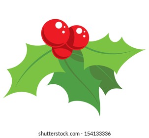 Cartoon simple mistletoe decorative red and green ornament 