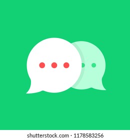 cartoon simple online chat bubbles. concept of mobile app for arguing or instant message and business interview. flat trendy modern logotype graphic art design element isolated on green background