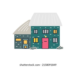 caricatura simple casa rural ilustración vectorial