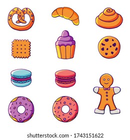 Cartoon Simple Vector Set Baking Pastry Stock Vector (Royalty Free ...