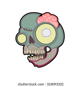 Cartoon simple zombie head. Vector illustration. Halloween art.