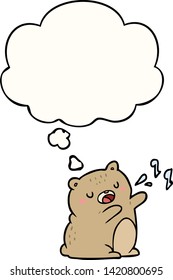 cartoon singing bear with thought bubble