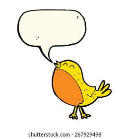 caricatura cantando pájaro con burbuja de habla