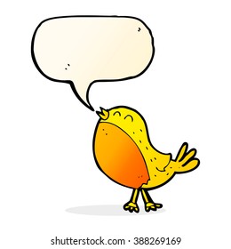 caricatura cantando pájaro con burbuja de habla