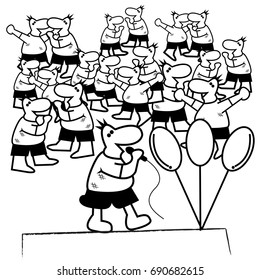cartoon singing a song. vector illustrator. see more images related