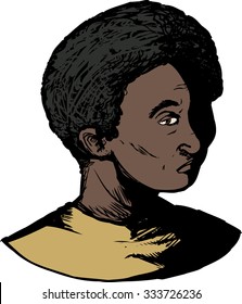 Cartoon of single Black youth with blank stare