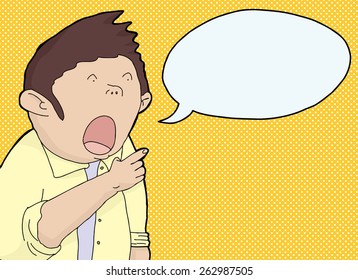 Cartoon of single man pointing and yelling