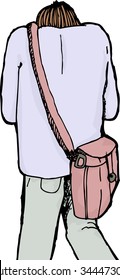 Cartoon of single person walking and hunched over