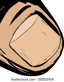 Cartoon of single thumbnail on white background