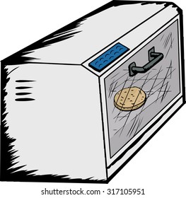 Cartoon Of A Single Toaster Oven With English Muffin Inside