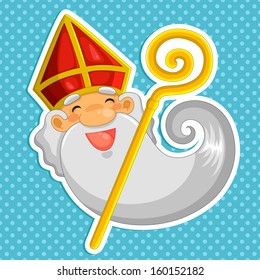 cartoon Sinterklaas (st. Nicholas) over dotted background