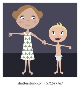 Cartoon sister and brother, vector