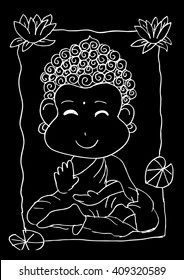 Cartoon Sithata Monk concentration
