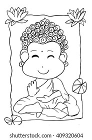 Cartoon Sithata Monk concentration
