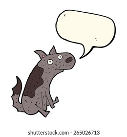 cartoon sitting dog with speech bubble