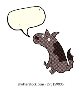 caricatura de perro sentado con burbuja de habla